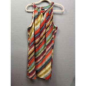 AUW Plus size 2x sleeveless multi colored dress keyhole neck